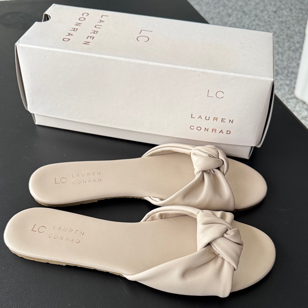 LC Lauren Conrad Cream Knotted Slide Sandals - Picture 4 of 5
